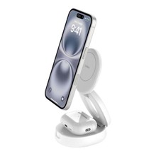 Belkin BOOST CHARGE Qi2 15W 2v1 Magnetická skládací nabíječka pro iPhone/Apple Watch/AirPods, bílá