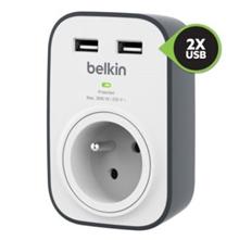 Belkin přepěťová ochrana BSV103 - 1 zásuvka, 2xUSB / 2.4A