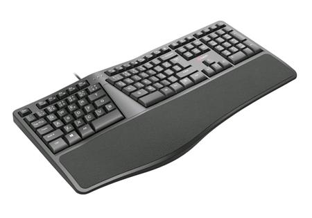 C-TECH klávesnice KB-113E USB, ERGO, černá,