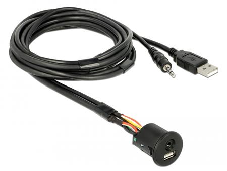 Cable USB Type-A male + 3.5 mm 4 pin stereo jack