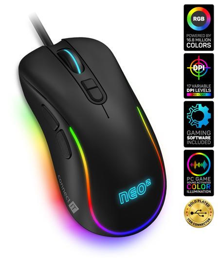 CONNECT IT NEO 2 herní myš+SW, 7200 DPI,RGB