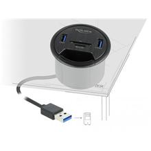 Delock 2 Port Tisch-Hub 2 x SuperSpeed USB Typ-A und Card Reader für SD und Micro
