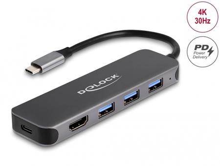 Delock 3 porty USB rozbočovač a výstup 4K HDMI s