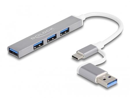 Delock 4 portový tenký USB Hub s USB Type-C™ nebo