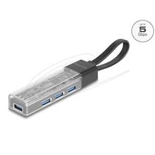 Delock 4 portový USB 5 Gbps Hub s porty USB Typ-A nebo USB Type-C™ v průhledném krytu