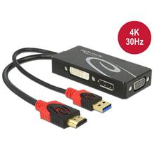 Delock Adaptér HDMI samec > DVI / VGA / Displayport samice 4K černý