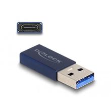 Delock Adaptér USB 10 Gbps, ze zástrčkového konektoru USB Typu-A na zásuvkový konektor USB Type-C™, aktivní modrý