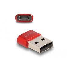 Delock Adaptér USB 2.0, ze zástrčkového konektoru USB Typu-A na zásuvkový konektor USB Type-C™, červená