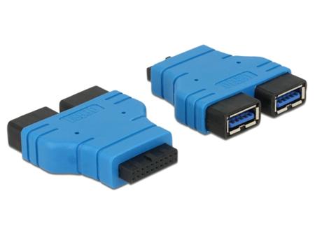 Delock adaptér USB 3.0 pin konektor samice > 2 x