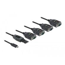 Delock Adaptér USB Type-C™ na 4 x sériové rozhraní RS-232 DB9 s ochranou 15 kV ESD
