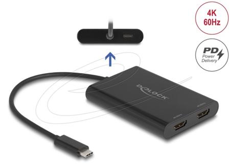 Delock Adaptér z USB Type-C™ na 2 x HDMI, 4K 60