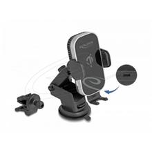 Delock Bezdrátová nabíječka do auta s držákem mobilních telefonů s funkcí nabíjení a chlazení 15 W – Qi