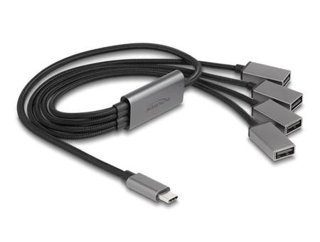 Delock Čtyřportový kabelový rozbočovač USB 2.0 s