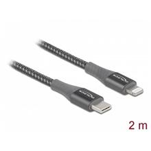 Delock Datový a nabíjecí kabel USB Type-C™ na Lightning™ pro iPhone™, iPad™ a iPod™ šedá 2 m MFi
