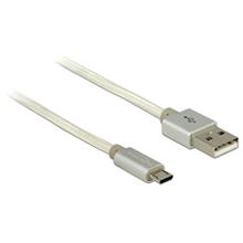 Delock datový a napajecí kabel USB 2.0 Type-A samec > USB 2.0 Micro-B samec s bílým textilním obalem 100 cm