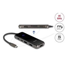 Delock Dokovací stanice USB Type-C™ 4K – HDMI / USB Hub / SD - Micro SD slot / PD 3.0 85 W s povrchem z tvrzeného skla