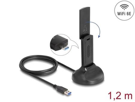 Delock Dvoupásmový Wi-Fi 6E WLAN USB adaptér