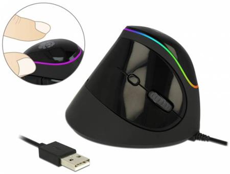 Delock Ergonomická vertikální USB myš - osvětlení