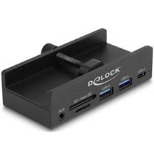 Delock Externí 3 portový rozbočovač USB 5 Gbps, 2 x USB Typ-A, 1 x USB Type-C™ a čtečka karet se 2 sloty