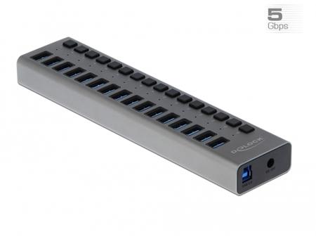 Delock Externí SuperSpeed USB Hub se 16 porty +