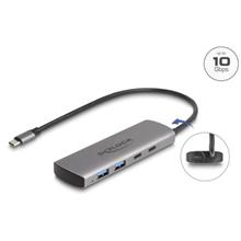 Delock Hub USB 10 Gbps se 2 porty USB Typ-A + 2 porty USB Type-C™ s konektorem USB Type-C™ a s dalším napájecím portem