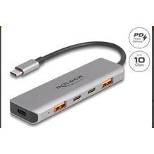 Delock Hub USB 10 Gbps se 2 porty USB Typ-A + 2 porty USB Type-C™ s konektorem USB Type-C™ a s PD 95 W