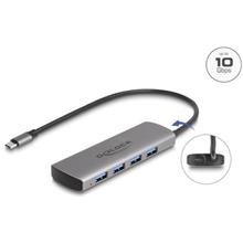 Delock Hub USB 10 Gbps se 4 porty USB Typ-A, s konektorem USB Type-C™ a s dalším napájecím portem
