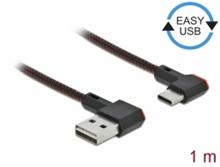Delock Kabel EASY-USB 2.0 Typ-A samec na USB Type-C™ samec pravoúhlý levý / pravý 1 m černý