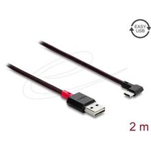 Delock Kabel EASY-USB 2.0 Typ-A samec na USB Type-C™ samec pravoúhlý levý / pravý 2 m černý
