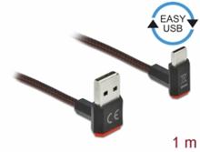 Delock Kabel EASY-USB 2.0 Typ-A samec na USB Type-C™ samec pravoúhlý nahoru / dolů 1 m černý