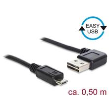 Delock Kabel EASY-USB 2.0 Typ-A samec pravoúhlý levý / pravý > USB 2.0 Typ Micro-B samec 0,5 m