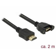 Delock Kabel HDMI-A samec > HDMI-A samice montážní panel 4K 30 Hz 2 m