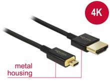 Delock Kabel High Speed HDMI s Ethernetem - HDMI-A samec > HDMI Micro-D samec 3D 4K 1 m Slim Premium