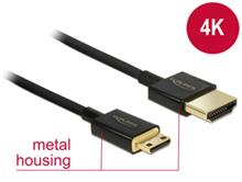 Delock Kabel High Speed HDMI s Ethernetem - HDMI-A samec > HDMI Mini-C samec 3D 4K 0,5 m Slim Premium