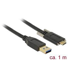 Delock Kabel SuperSpeed USB 10 Gbps (USB 3.1 Gen 2) Type-A samec > USB Type-C™ samec se šrouby po stranách 1 m černý