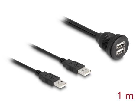 Delock Kabel USB 2.0, 2 x USB Typ-A zástrčky na 2