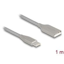 Delock Kabel USB 2.0 s kovovým opláštěním USB Typ-A samec na USB Type-C™ samec PD 3.0, 60 W, 1 m, stříbrný