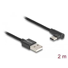 Delock Kabel USB 2.0 Typ-A samec na USB Type-C™ samec pravoúhlý 2 m černý
