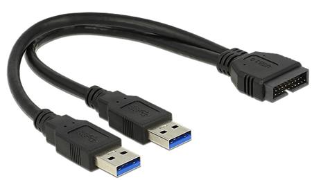 Delock kabel USB 3.0 Pin konektor samec > 2 x USB