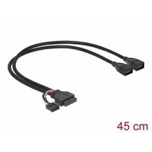Delock kabel USB 3.0 pin konektor samice + USB 2.0 pin konektor samice > 2 x USB 3.0 A samice 45 cm 