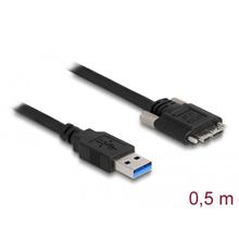 Delock Kabel USB 3.0 Typ-A samec na Typ Micro-B samec se šroubky 0,5 m
