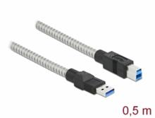 Delock Kabel USB 3.2 Gen 1 Typu-A samec na Typu-B samec, s kovovým opláštěním, 0,5 m