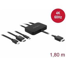 Delock Kabelový adaptér USB-C™, HDMI nebo mini DisplayPort na 4K HDMI délky 1,8 m