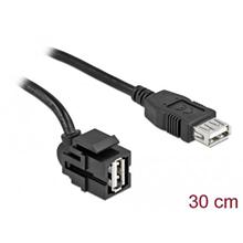 Delock Keystone modul USB 2.0 A samice 250° > USB 2.0 A samice s kabelem černá