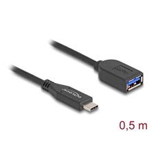 Delock Koaxiální kabel USB 10 Gbps, ze zástrčky USB Type-C™ na zásuvku Typ-A, délky 50 cm