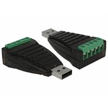 Delock Konvertor z USB Typ-A na svorkovnici sériového rozhraní RS-422/485 s přepěťovou ochranou 600 W, izolace 2,5 kV, 