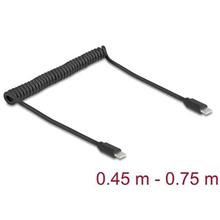 Delock Kroucený kabel USB 2.0 Type-C™ ze zástrčky na zástrčku 0,45 až 0,75 m, černý