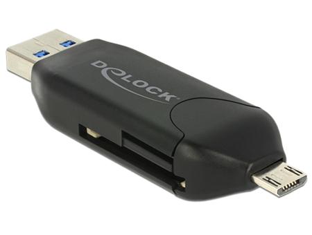 Delock Micro USB OTG čtečka karet + USB 3.0 A