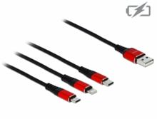 Delock Nabíjecí kabel USB 3 v 1 pro Lightning™ / Micro USB / USB Type-C™, 1 m