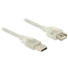 Delock Prodlužovací kabel USB 2.0 Typ-A samec > USB 2.0 Typ-A samice 2 m transparentní